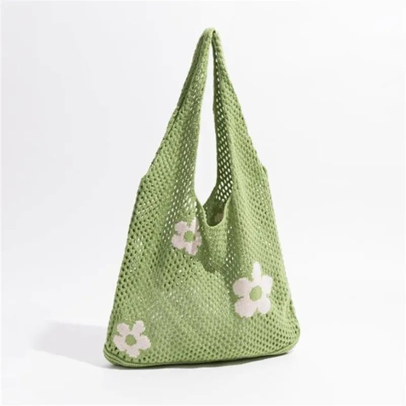 Summer Flower Woven Bag Mesh Hollow Single Shoulder Bag Super Cool Women S Knitted Bag