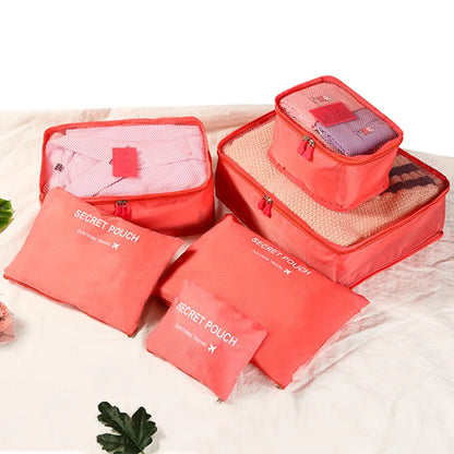 Homefish 6pcs Oxford Waterproof Fabric Packing Cubes Travel Storage Organizer Clothes Shoes
