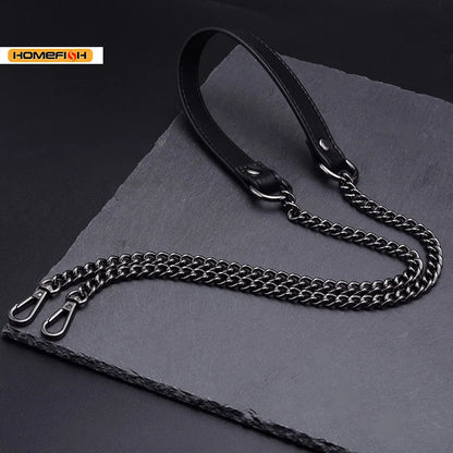 120cm Replacement Metal Bag Chain Strap Pu Leather Shoulder Strap Diy Handbag Crossbody Bag