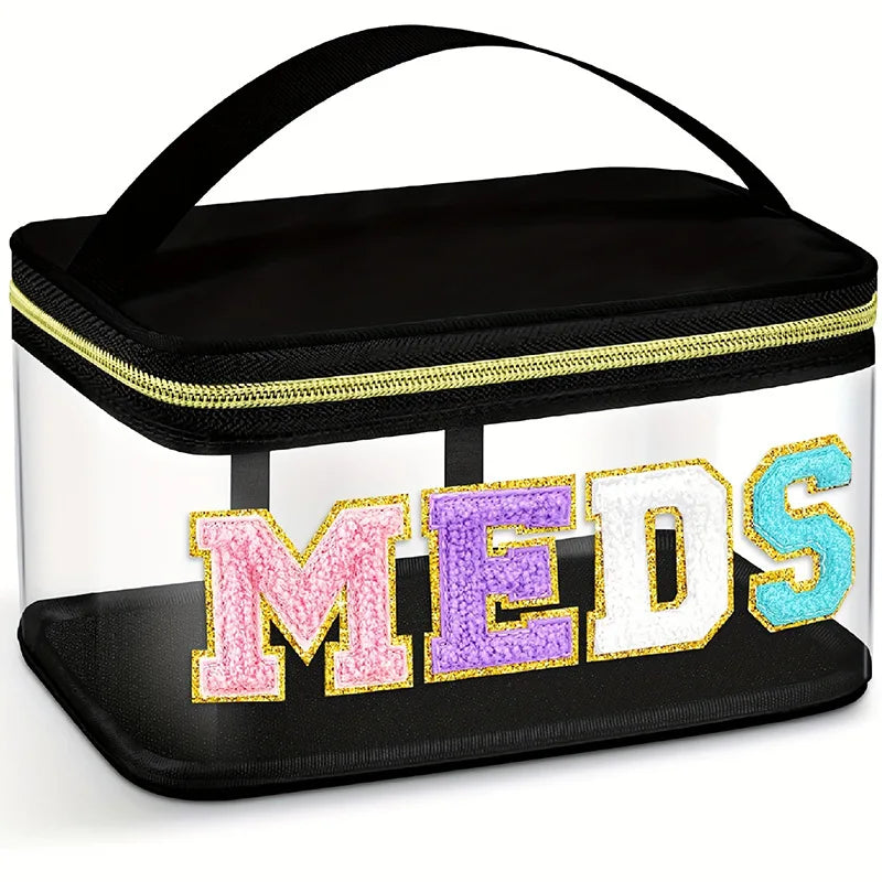 Embroidered Storage Bag Pvc Transparent Letter Makeup Bag Large-Capacity Makeup Bag