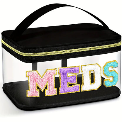 Embroidered Storage Bag Pvc Transparent Letter Makeup Bag Large-Capacity Makeup Bag