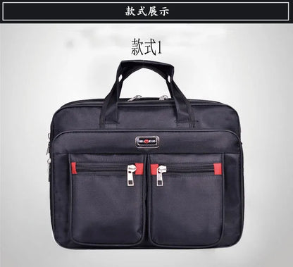 Homefish Men Large Capacity Business Briefcase Portable Versatile Shoulder Bag Multiple Pockets