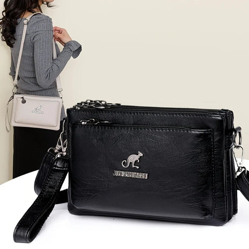 Faux Leather Crossbody Bag for Women – Waterproof Multi-Pocket Shoulder Bag