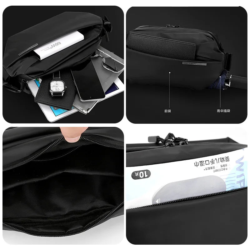Lightweight Nylon Waterproof Men S Crossbody Bag Functional Cycling Chest Backpack - Waterproof