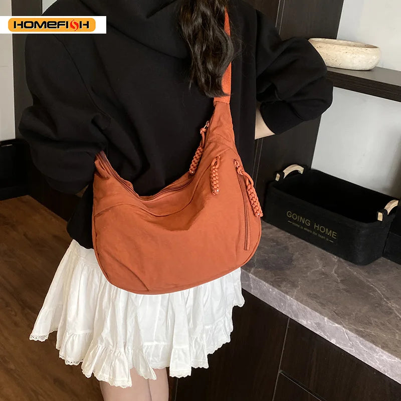 Homefish Crossbody Bags Korean Simplified Shoulder Bag Large Capacity Sports Hobos Solid Color