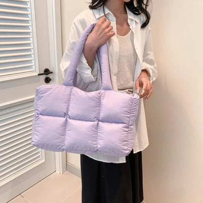 Quilted Puffer Tote Bag for Women – Large Capacity Shoulder Bag