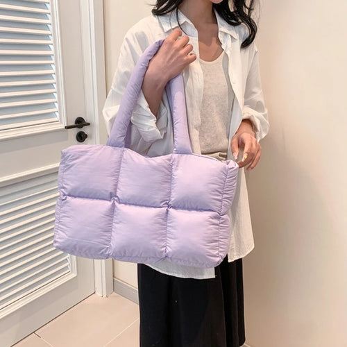 Quilted Puffer Tote Bag for Women – Large Capacity Shoulder Bag