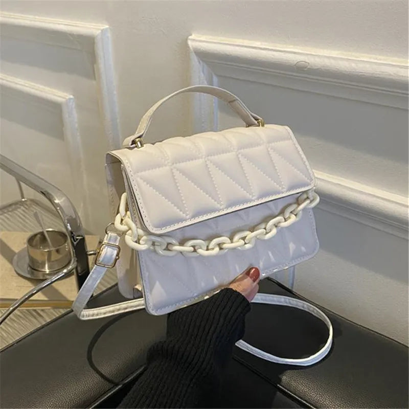 Quilted Crossbody Bag Women's Mini Handbag with Chain Strap