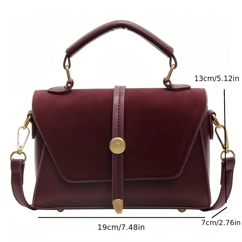 Elegant Faux Handbag Adjustable Strap Golden-Tone Hardware Flap Closure - Trendy Commuting Hobo