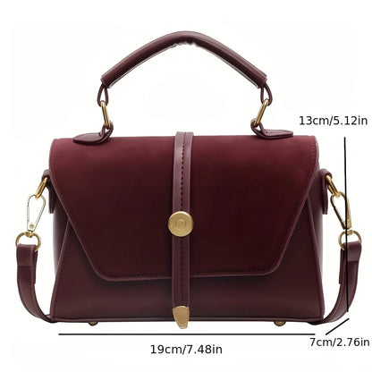 Elegant Faux Handbag Adjustable Strap Golden-Tone Hardware Flap Closure - Trendy Commuting Hobo
