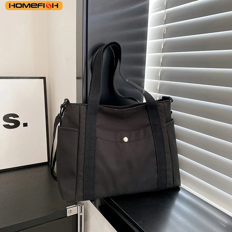 Homefish Large Capacity Nylon Crossbody Bag Casual Solid Color Messenger Shoulder Removable Strap