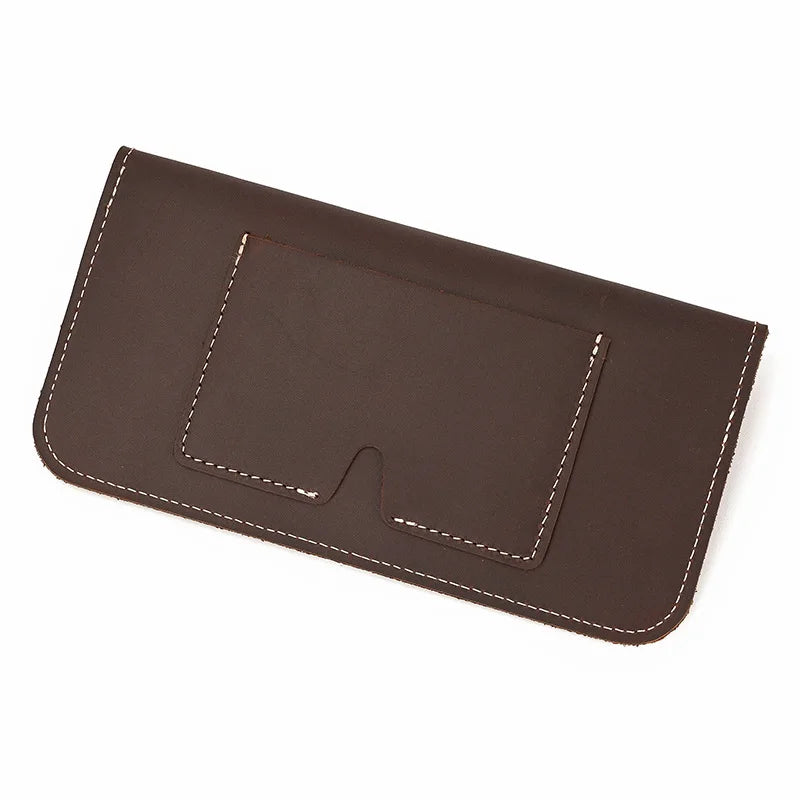 Simple Mobile Phone Leather Wallet Retro Men Crazy Horse Long Envelope Flip