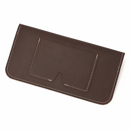 Simple Mobile Phone Leather Wallet Retro Men Crazy Horse Long Envelope Flip