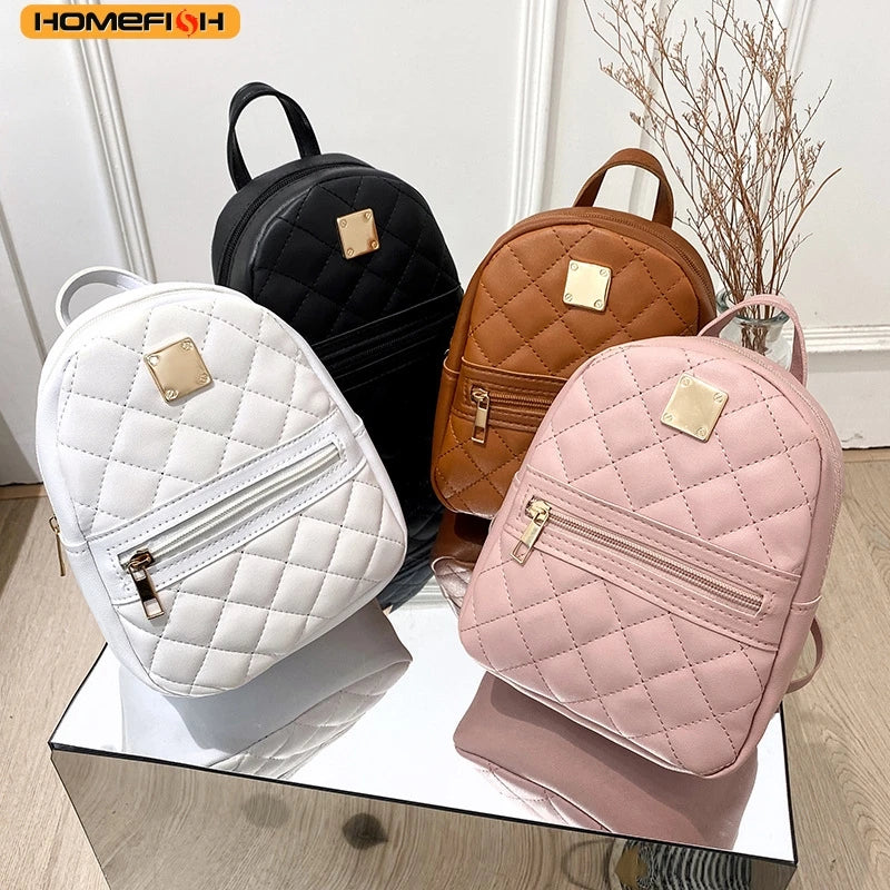 Homefish Rhombus Plaid Pattern Bag Large Capacity Shoulder Crossbody Casual Cell Phone Backpack