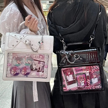 Gothic Ita Bag Transparent Pocket DIY Badge Crossbody