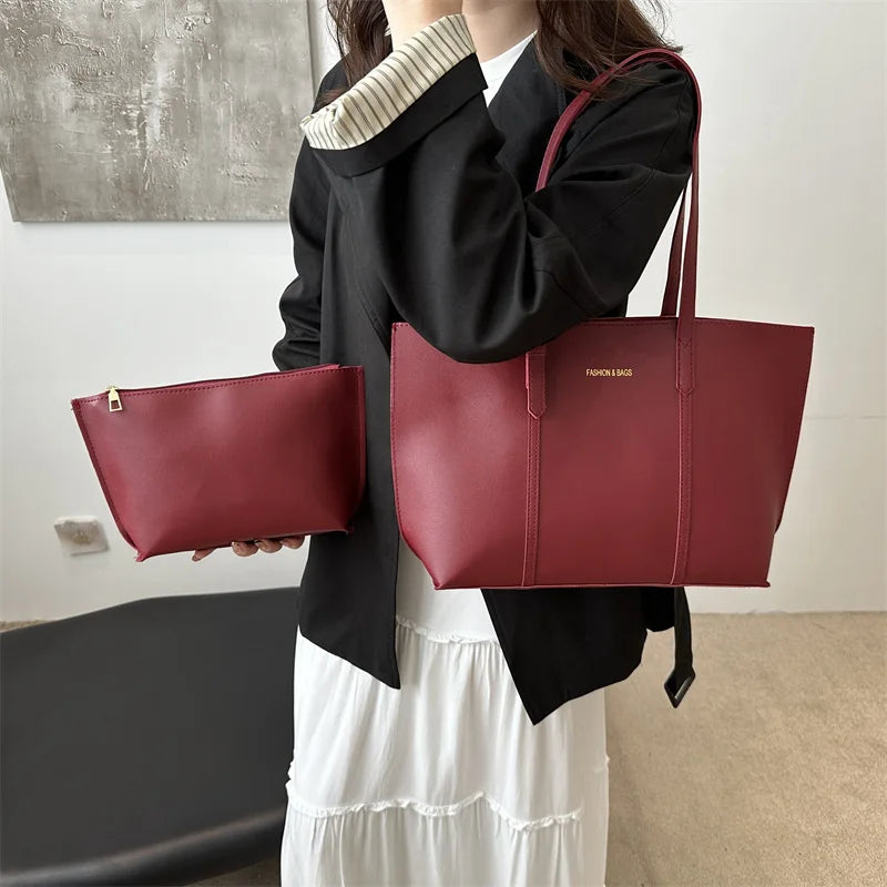 Leather Tote Bag – Large Capacity Women's Work Shoulder Bag