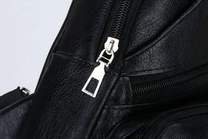 Homefish Simple Fashionable Casual Solid Color Pu Multifunctional Usb Charging Zipper Chest Bag