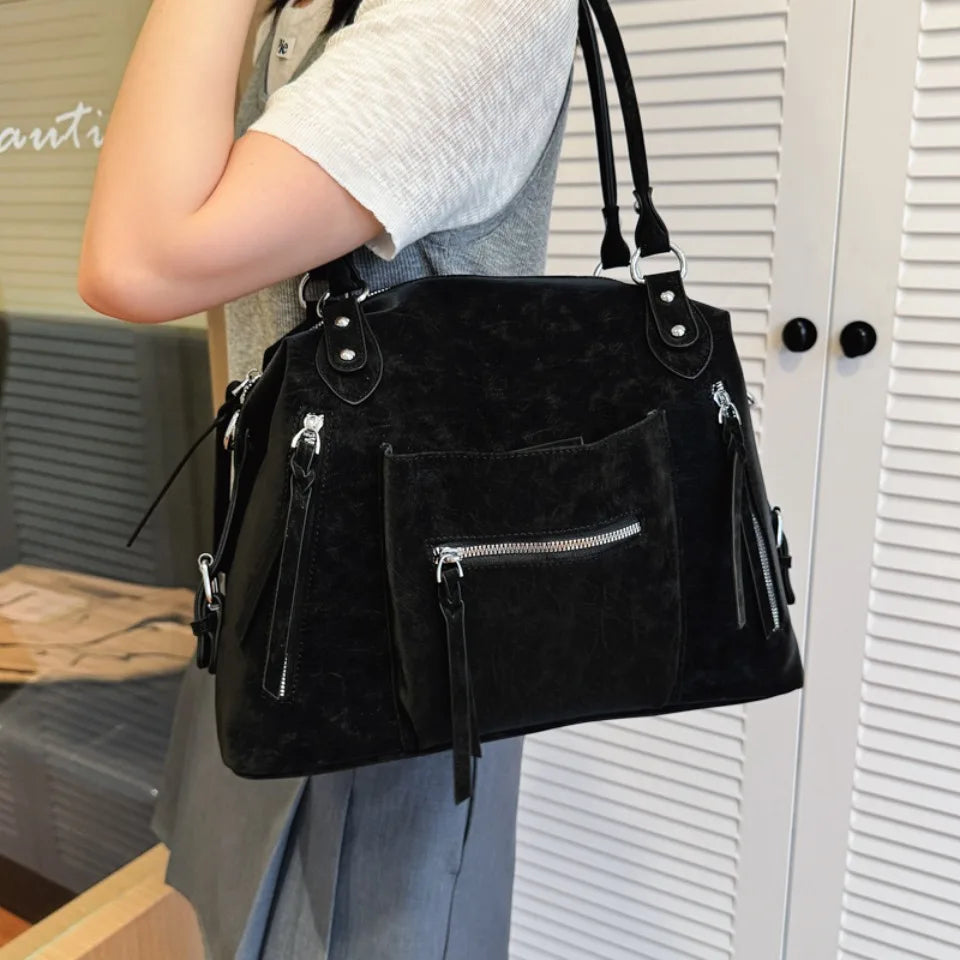 Large Capacity Suede Crossbody Shoulder Bag for Women