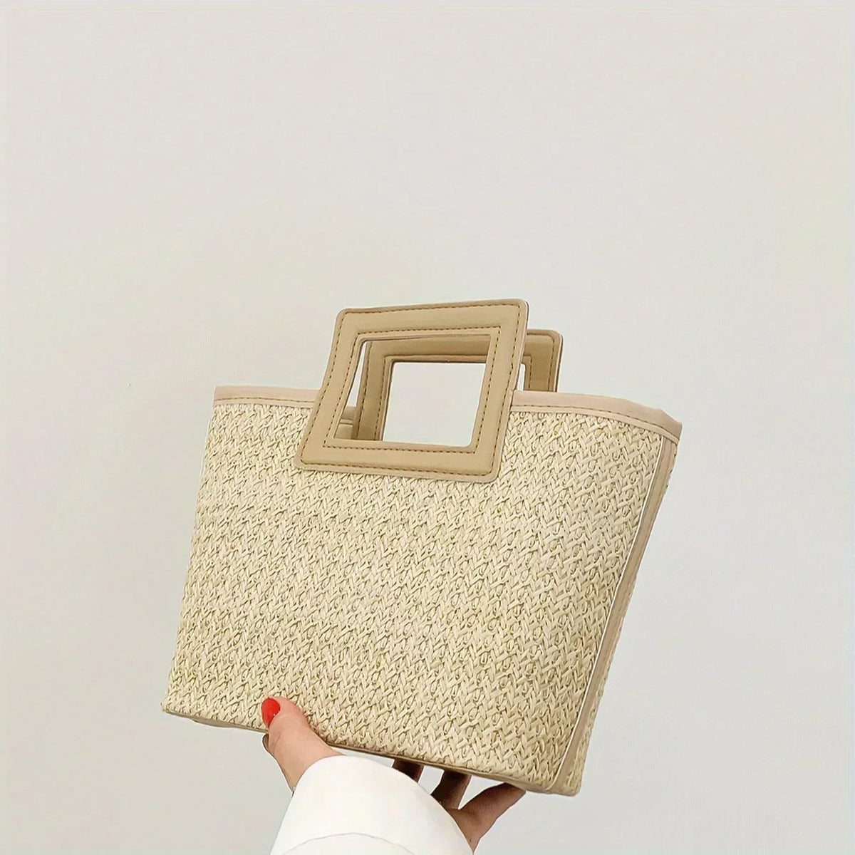 Straw Woven Tote Bag – Retro Summer Handbag for Women