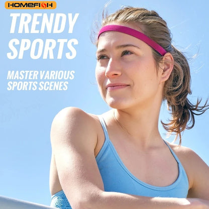 Homefish 2pcs Elastic Silicone Sport Headband Anti Slip Lightweight Hairband Men Women Fitness Gym