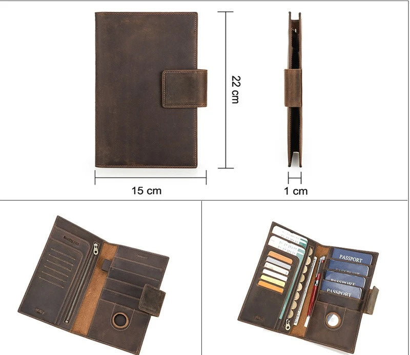 Retro Crazy Horse Leather Rfid Real Passport Holder