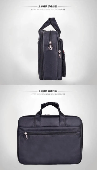 Homefish Men Large Capacity Business Briefcase Portable Versatile Shoulder Bag Multiple Pockets