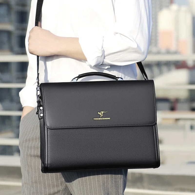 Men Carry Business Horizontal Commuting Work Documents Multi-Layer Large Capacity Briefcase Shoulder