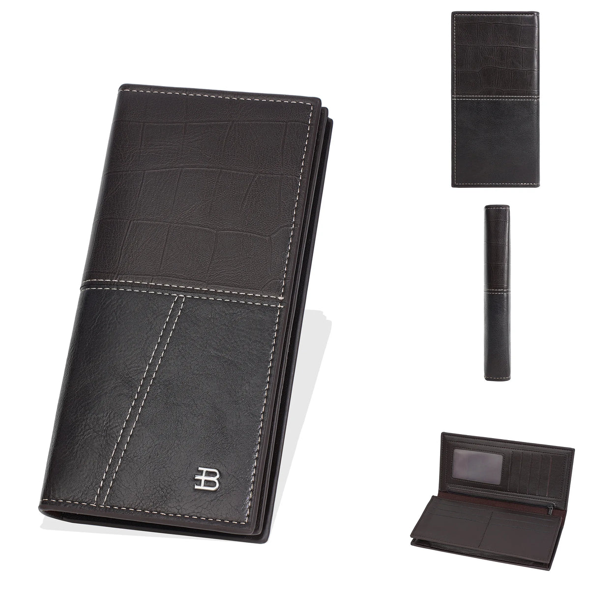 Light Thin Spliced Large-Capacity Wallet Men S Long Retro Business Multi-Slot Soft Wallet - Soft
