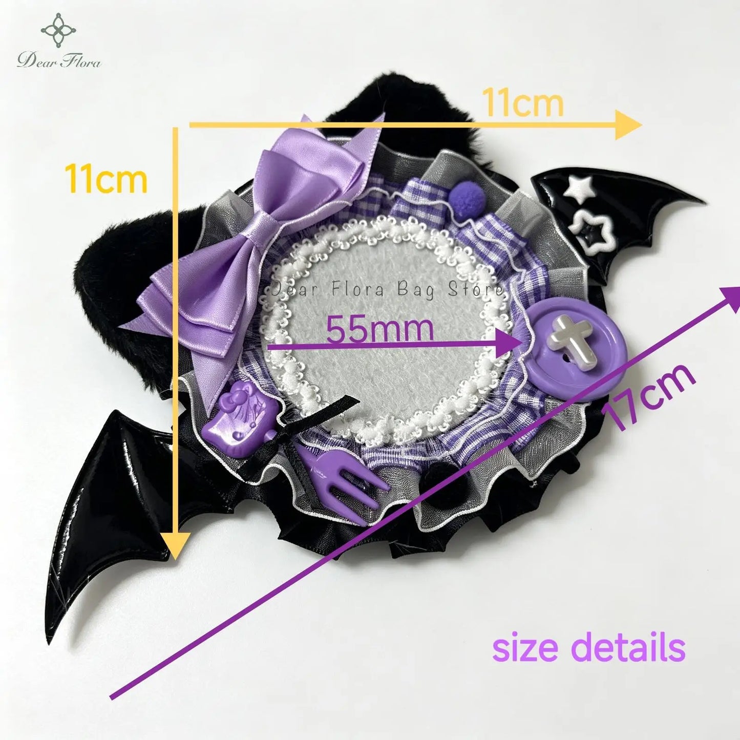 Itabag Badge Stand with Cat Ears & Bat Wings – Handmade Anime Pin Holder