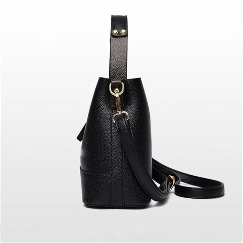 Leather Bucket Bag – Large Capacity Shoulder & Crossbody Handbag for Women