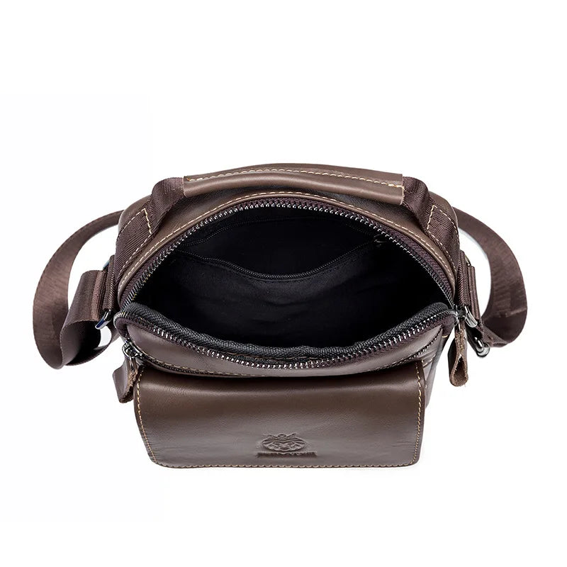 Top-Grain Cowhide Men S Single-Shoulder Bag Crossbody Leather Hand-Held Large-Capacity Bag