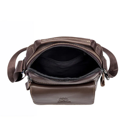 Top-Grain Cowhide Men S Single-Shoulder Bag Crossbody Leather Hand-Held Large-Capacity Bag