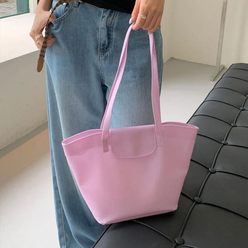 Summer Transparent Jelly Shoulder Bag Trendy Niche Macaron-Colored Handbag Simple Commuter Tote