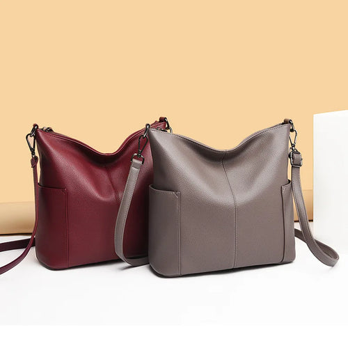 Large-Capacity Bucket Bag Women Soft Leather Hand-Held Large Bag Single-Shoulder Crossbody Bag