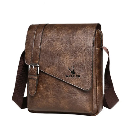 Men S Vintage Casual Crossbody Bag Versatile Business Shoulder Bag Pu Leather Messenger Bag Men Flip