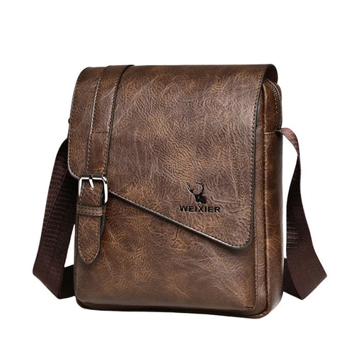 Men S Vintage Casual Crossbody Bag Versatile Business Shoulder Bag Pu Leather Messenger Bag Men Flip
