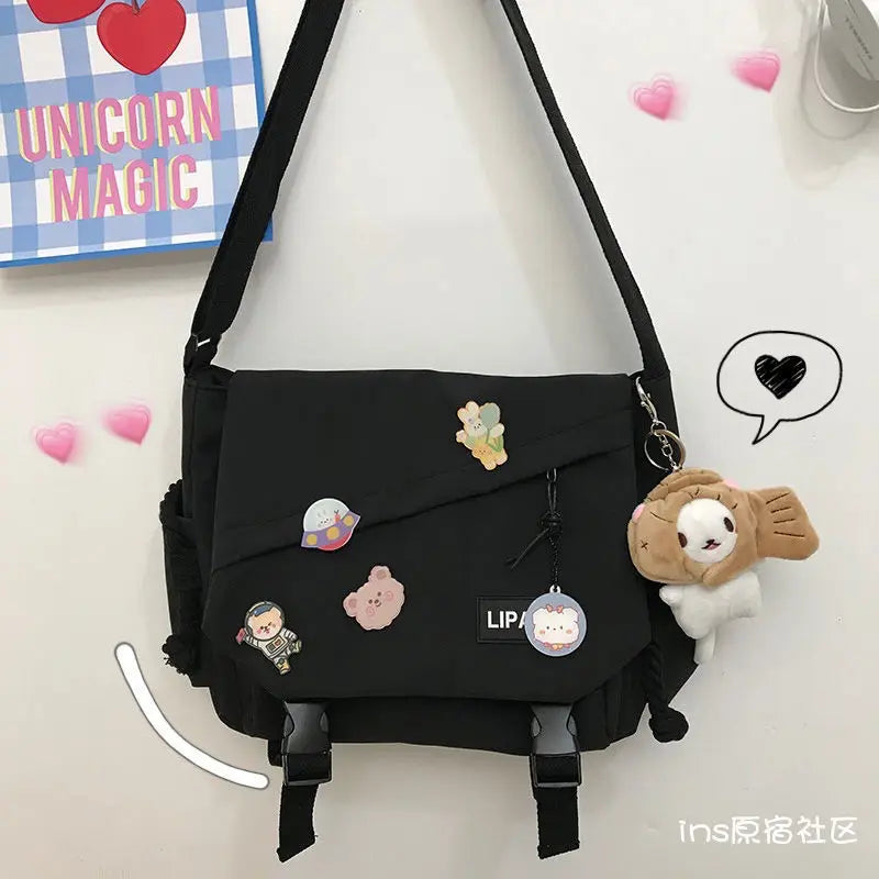 Canvas Crossbody Messenger Bag – Cute Casual Shoulder Bag for Women