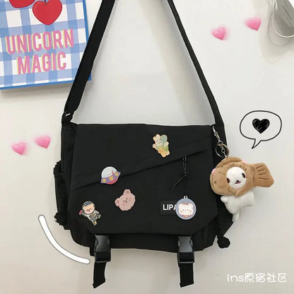 Canvas Crossbody Messenger Bag – Cute Casual Shoulder Bag for Women
