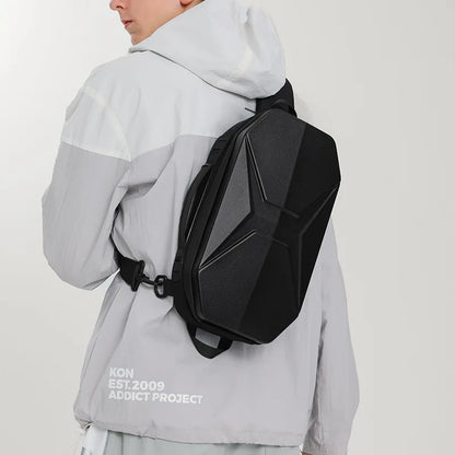 Functional Chest Bag Men Pc Hard Shell Crossbody Bag Large-Capacity Single-Shoulder Waterproof