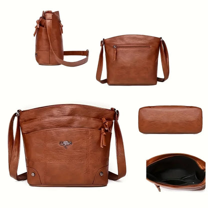 Crossbody Shoulder Bag for Women – Faux Leather Multi-Pocket
