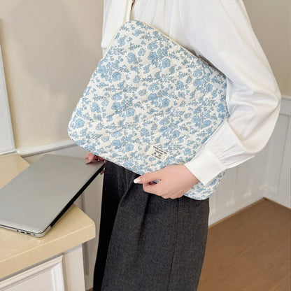 Fashionable Casual Laptop Bag Cute Flowers Print Women Clutches Portable Lightweight Storage School