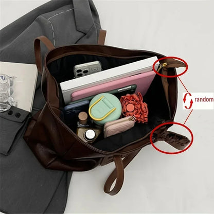 Large Faux Leather Tote Bag for Women – Vintage Soft Style