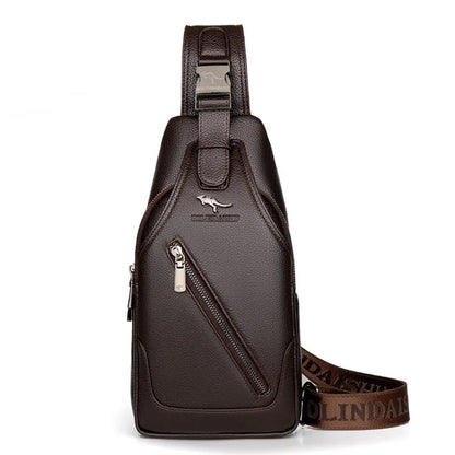 Men S Chest Bag Cowhide Cross-Body Casual Shoulder Leather Large Capacity Business Backpack