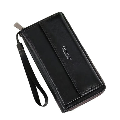 Homefish Men S Pu Zipper Handbag Large Capacity Long Wallet Clutch Bag Phone Multi Card Holder Coin