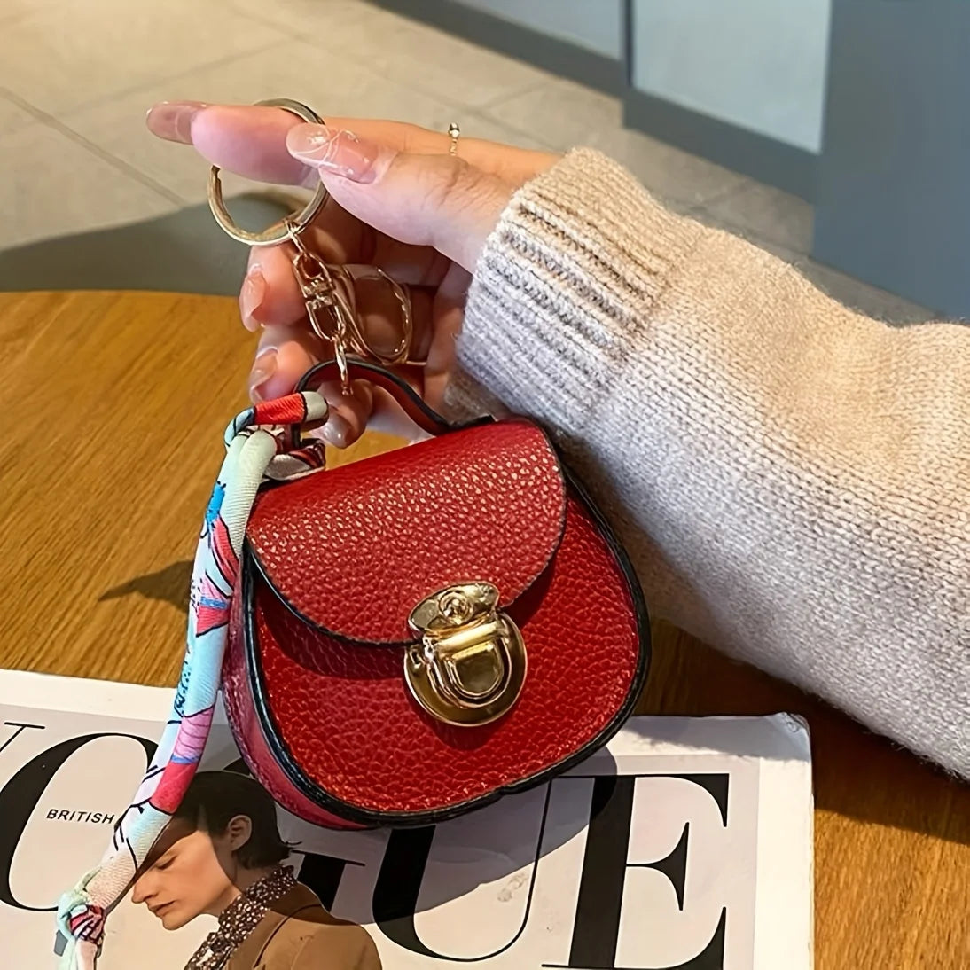 Mini Saddle Bag Keychain – Cute Faux Leather Bag Charm