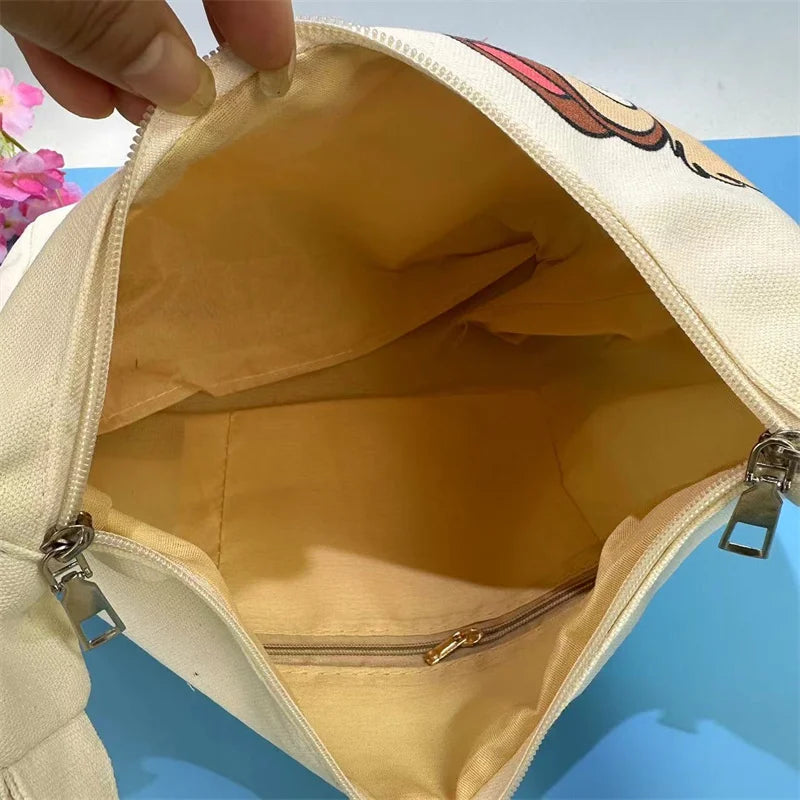 Design Cartoon Canvas Bag Women S Handbags Large Capacity Shoulder Bag Girl School Tote Bag