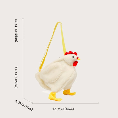 Cute Plush Chicken Crossbody Bag – Novelty Shoulder Bag for Women
