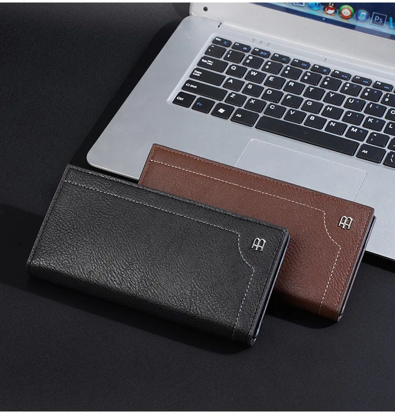 Light Thin Spliced Large-Capacity Wallet Men S Long Retro Business Multi-Slot Soft Wallet - Soft