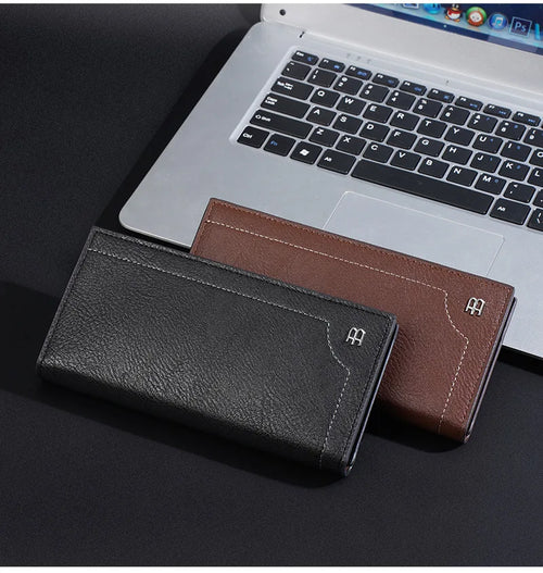 Light Thin Spliced Large-Capacity Wallet Men S Long Retro Business Multi-Slot Soft Wallet - Soft