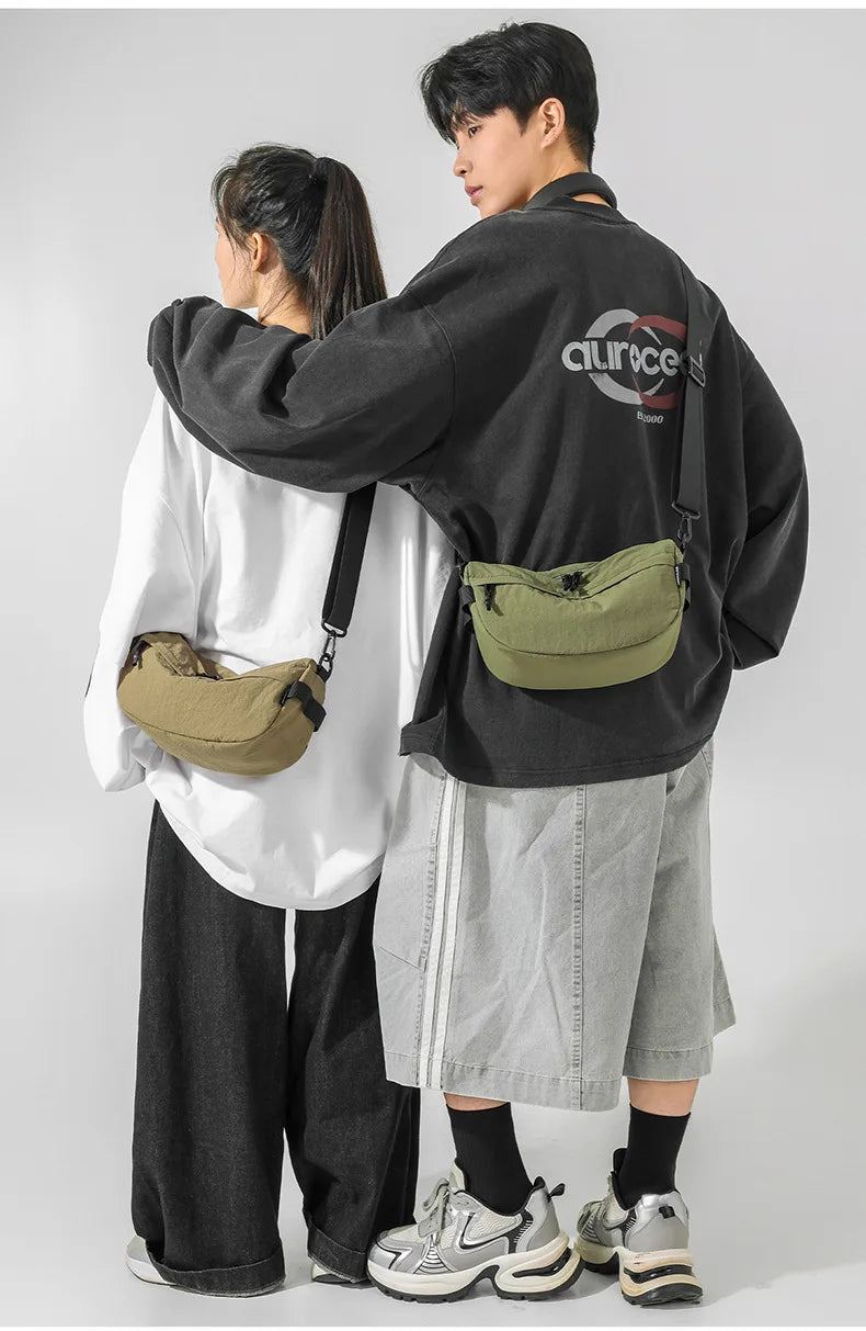 Water Repellent Lightweight Nylon Sling Bag Unisex Multi Pocket Crossbody Phone Shoulder Bag Hiking